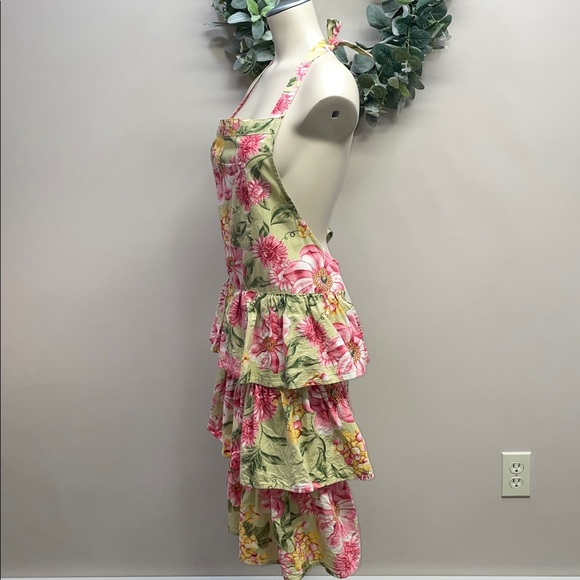 April Cornell 100% Cotton Garden Floral Ruffle Tiered Pocket Kitchen Apron - Picture 4 of 16